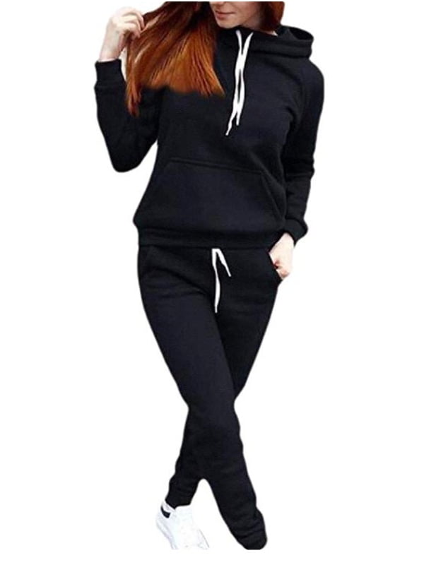 Fysho Womens 2 Piece Pullover Hoodie Sweatpants Sport Tracksuit Jogger  Outfit Matching Sweat Suits Outfits Set - Walmart.com