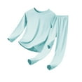 thumbnail image 6 of Riecok Girls Thermal Underwear Sets Long Sleeve Solid Color Pullover Tops and Long Pants Soft Comfortable Bottom Sets, 6 of 8