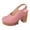 Pink, variant on HomeDM Womens Platform Block Heels Sandals Slingback Closed Toe Dress Pumps Shoes for Summer Party Wedding, Black Size 5.5