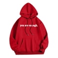 thumbnail image 5 of Oversized Sweatshirt for Women Winter Fall Comfy Hooded Long-sleeved Rolled One Shoulder with Pocket Graphiprint Hoodie Cotton Hoodies(Red,XXL), 5 of 7