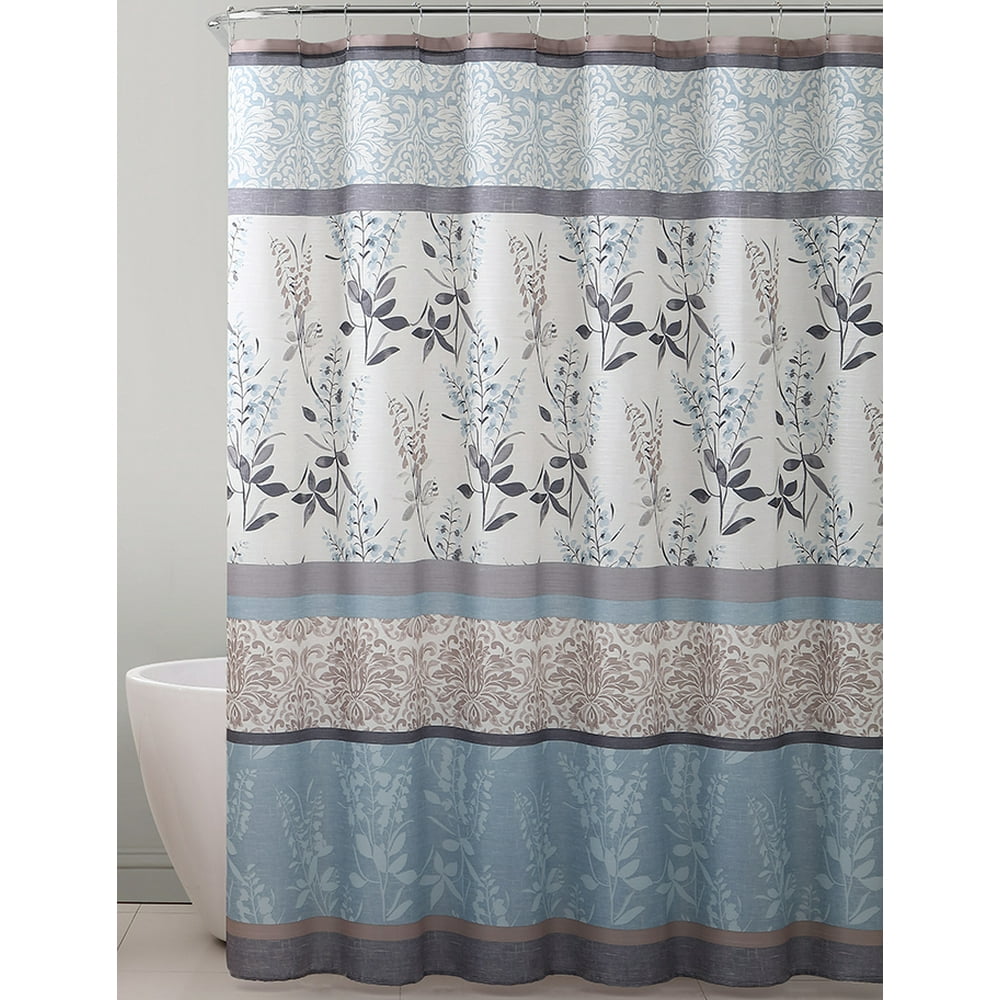 Light Blue Beige Gray Fabric Shower Curtain for Bathroom Contemporary