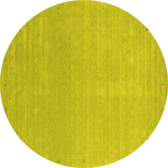 Ahgly Company Indoor Round Abstract Yellow Contemporary Area Rugs, 3' Round