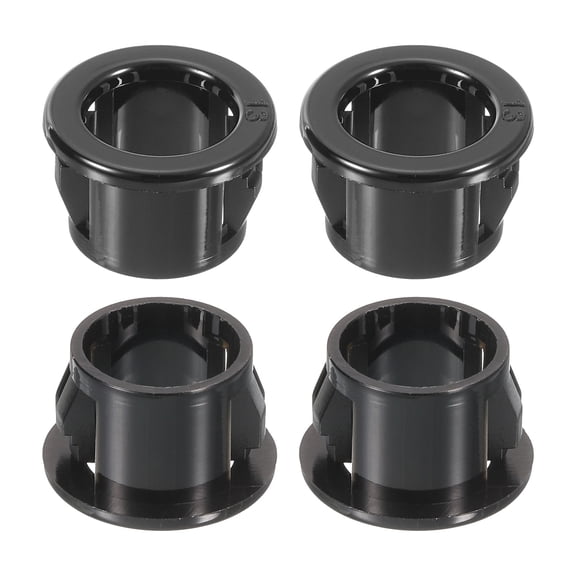 28 Pack Cable Snap Bushing Grommet, 1/2" Mounting Dia Black Round Nylon