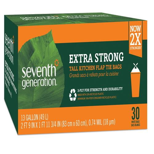 Seventh Generation Tall Kitchen Trash Bags, 13 Gal, 30 Bags - Pack of 2