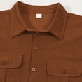 thumbnail image 4 of Gym Shirts Men Funny,Men's Corduroy Button Down Shirt Vintage Summer Short Sleeve Loose Blouses Casual Lapel Collar Golf Tops with Pocket, 4 of 6