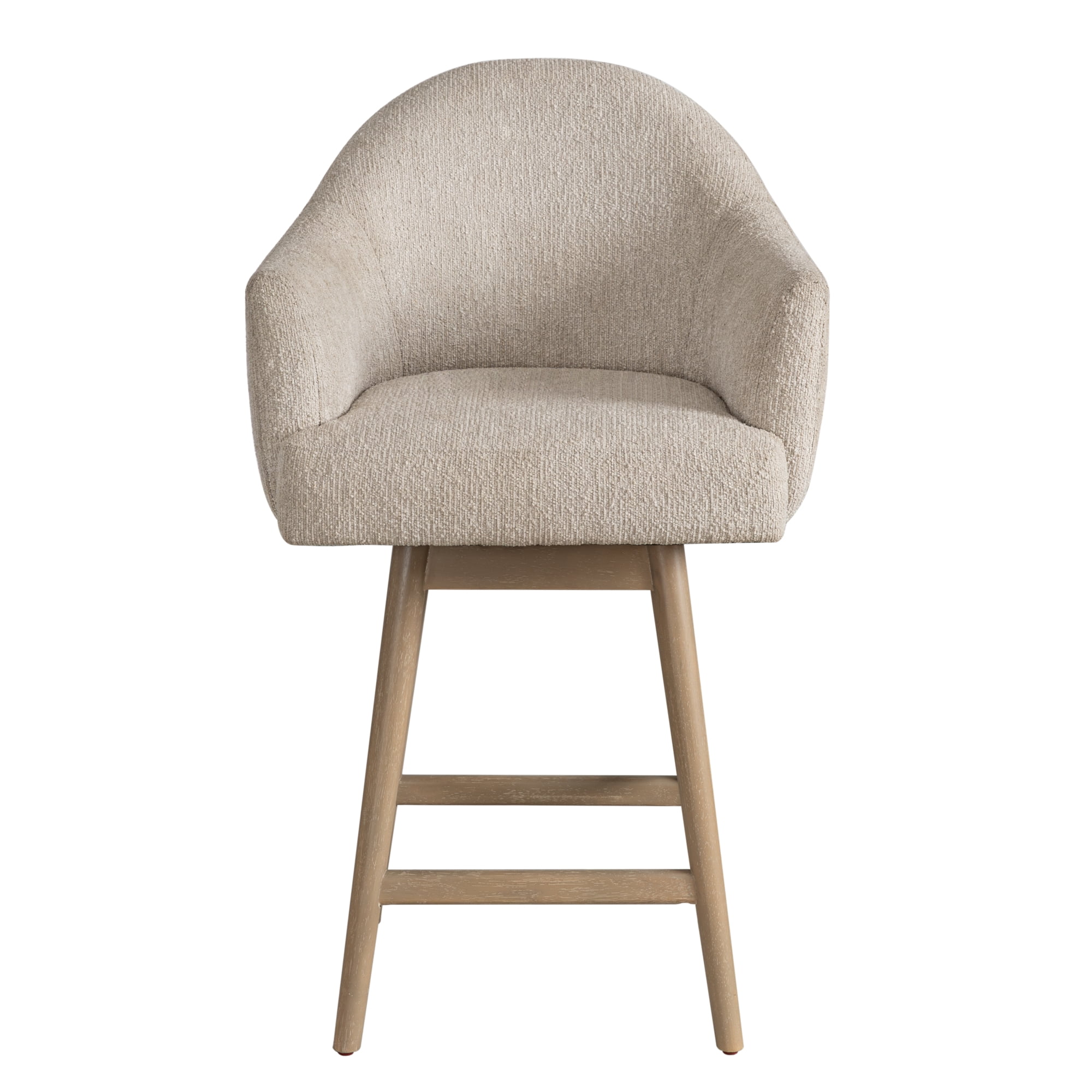 Jaxon Solid Wood Upholstered 26" Counter Height Swivel Barstool with Ancient Stone Fabric Seat - Set of 3
