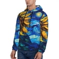 thumbnail image 3 of Naloa Sunflower Starry Night Vibes Men's Casual Hooded Collar Drawstring Hoodies Pullover Sweatshirts Casual Long Sleeve Shirts-3X-Large, 3 of 7