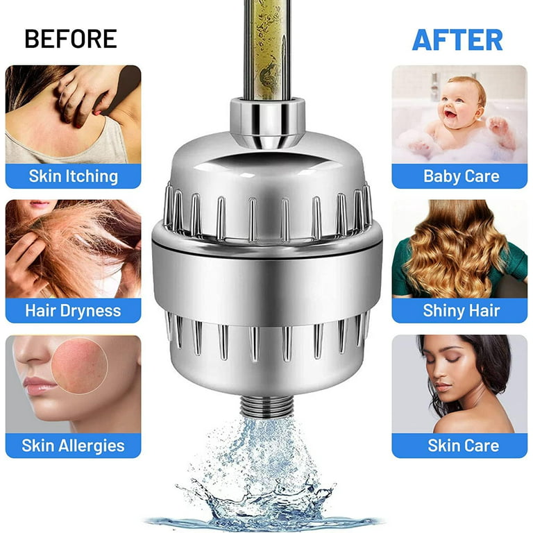 MOVSOU High Output Shower Filter - Latest Superior Advanced 17-stage Filter  Media - Universal Multi-Stage Shower Head Filter 