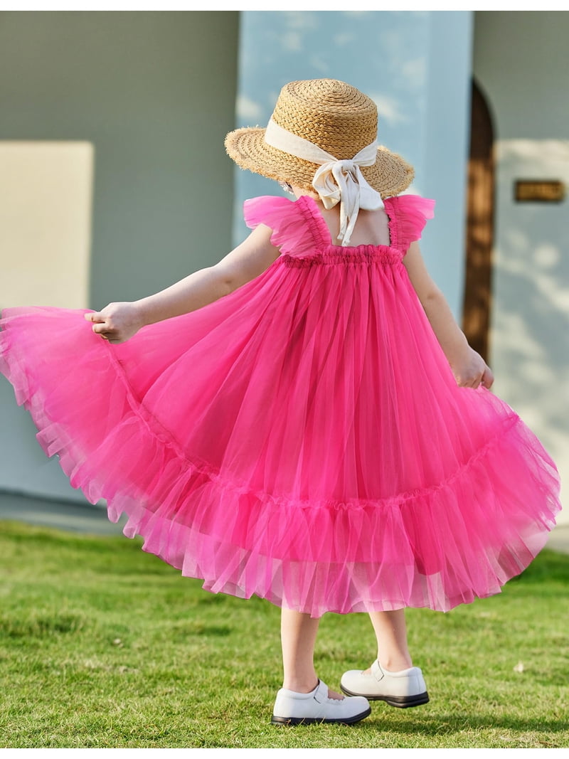 Arshiner Toddler Tulle Dress for Girls Layered Tutu Ruffle Dresses Swing Twirly Fairy Summer Birthday Party Wedding Sundress