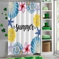 thumbnail image 4 of Shower Curtain, Summer Lemons Sea Stars Carnival Flowers Waterproof Shower Curtain Set with Hooks for Bathroom Showers,Stalls and Bathtubs,72x72In Oceans Shells, 4 of 9