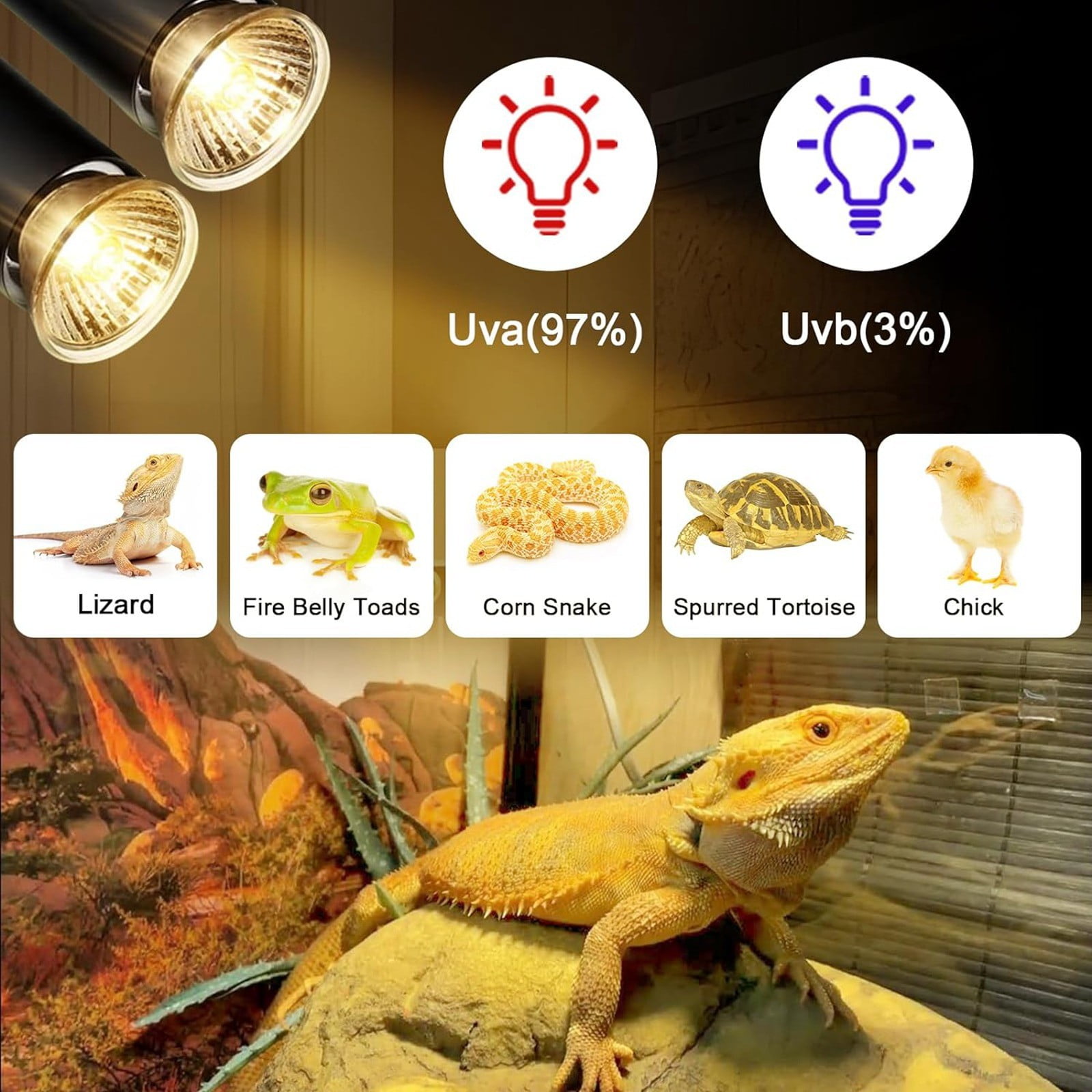 Pet Supplies Turtle Basking Lamp Heating Calcium Supplement UVA Climbing Tortoise Double Headed Insulation Sun Lamp