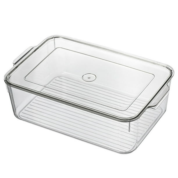 Refrigerador Caja de mantenimiento fresco Cajón transparente de PET Refrigerador Organizador de almacenamiento de bebidas con tapa, Estilo alto ensanchado Eigraketly HA005035-02