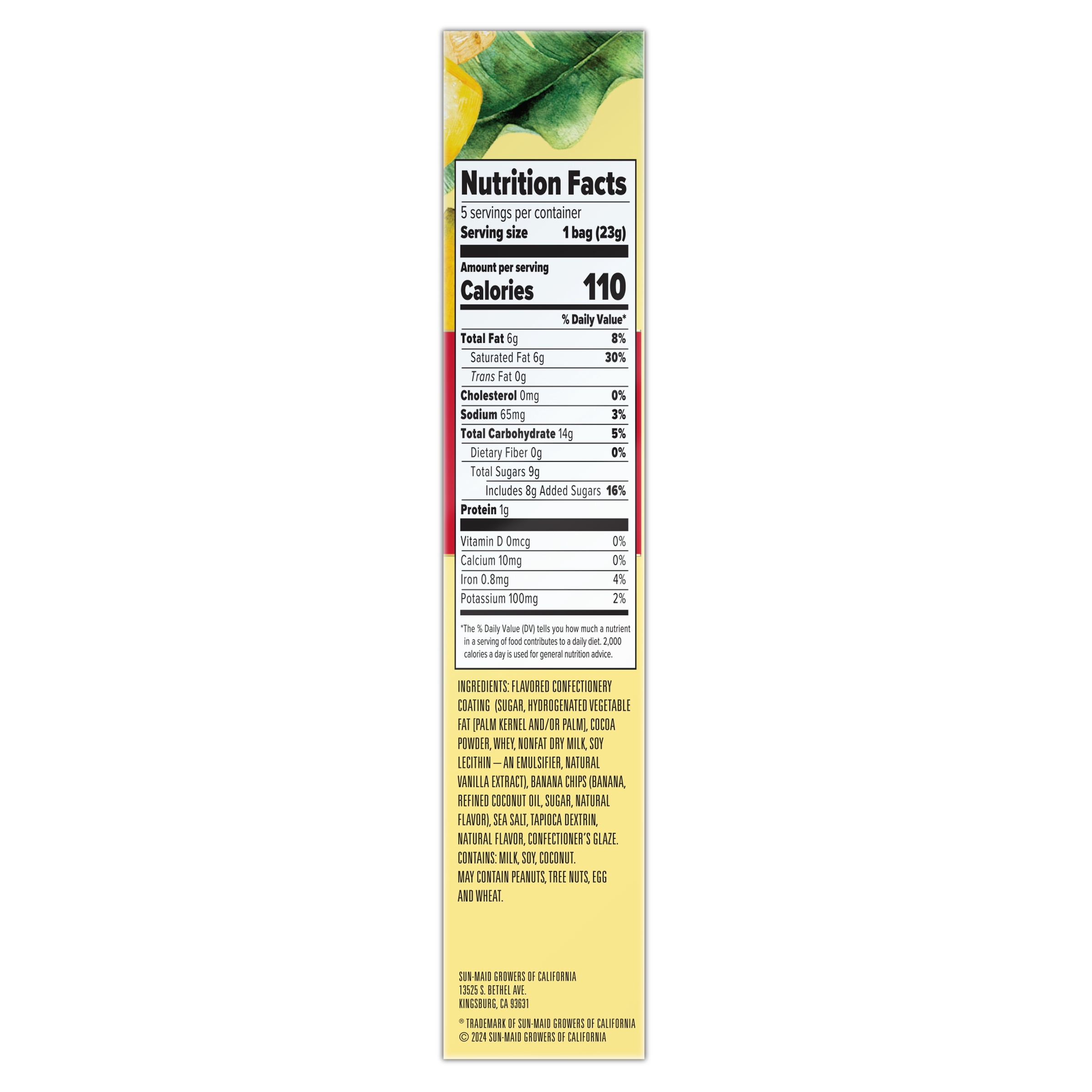 (3 pack) Sun-Maid® Farmstand Reserve™ Sea Salt Choc Bnna Chips 5-Ct Bx/.8oz Bag
