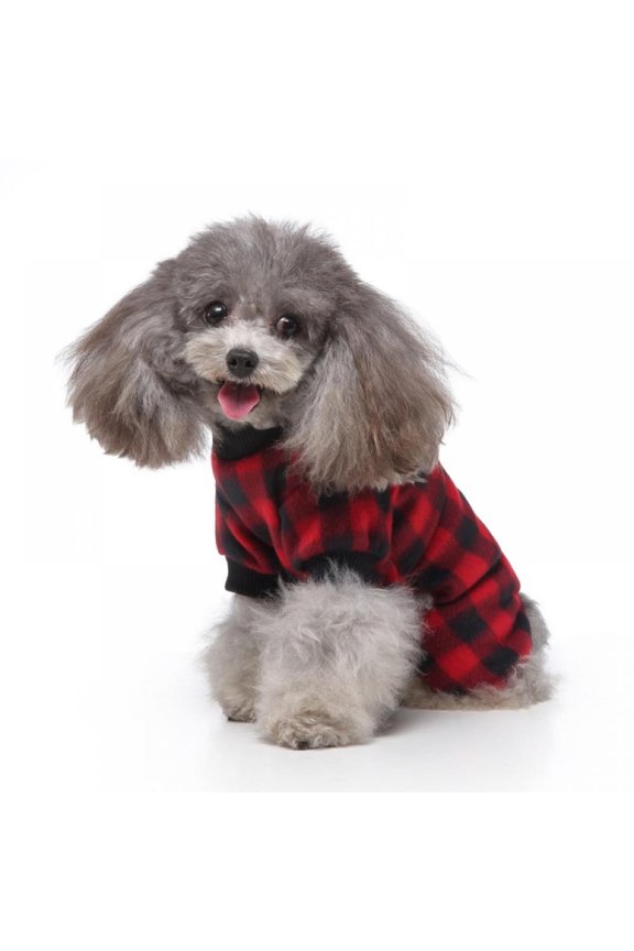 Pet Pajamas for Dogs Red Plaid Sweaters Soft Clothes, Soft Clothes Warm and Soft Costume