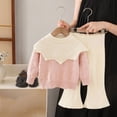 thumbnail image 6 of LEKWK Toddler Girls Winter Knit Set Long Sleeve Cable Knit Pullover with Shawl Collar and Ribbed Flare Pants Warm Casual Sweater Outfit, 6 of 6