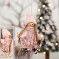 thumbnail image 3 of Moyic Colgante colgante de tela de punto Mini pequeña muñeca de Navidad de encantadora con cordón adornos de árbol de Navidad amigables con Kits de decoración para fiestas Muchacha rosada Moyic HA069666-02, 3 of 6
