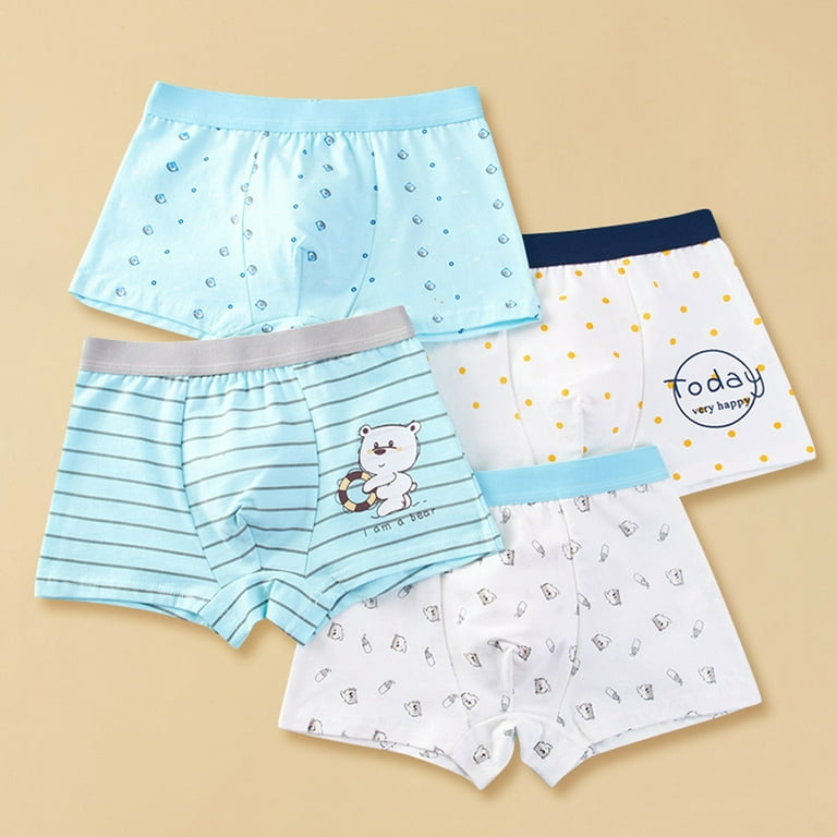 Esaierr 4PCS Kids Toddler Boys Underwear Boxer Briefs,Baby Boys  Antibacterial Cotton Cartoon Print Shorts,2-12 Years Underwear Briefs 