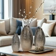 thumbnail image 5 of LuxenHome 3-Piece Antique Gold Dimpled Terracotta Vase Set, 5 of 9
