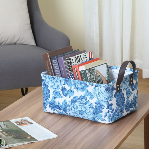 Pioneer Woman Medium Canvas Blue Floral Basket  Walmart.com  Walmart.com