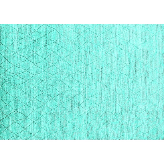 Ahgly Company Machine Washable Indoor Rectangle Solid Turquoise Blue Modern Area Rugs, 2' x 5'