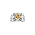 thumbnail image 1 of RYLOS Mens Rings Sterling Silver Designer Round Gemstone &  Sparkling Diamond Ring Citrine November Birthstone Rings For Men, Men's Rings, Silver Rings, Sizes 8 - 13, 1 of 7