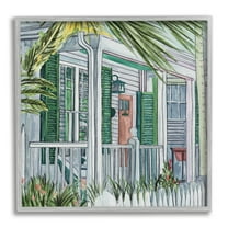 Stupell Industries Tropical Cottage Porch Botanical & Floral Painting Gray Framed Art Print Wall Art, 24 x 24