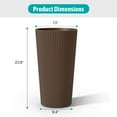 thumbnail image 6 of 23.6" Tall Outdoor Planters, Set of 2 Large Plastic Flower Pots for Indoor & Outdoor Use, Modern Striped Decorative Garden Planters with Drainage Holes for Patio, Porch, Balcony, Brown, 6 of 6