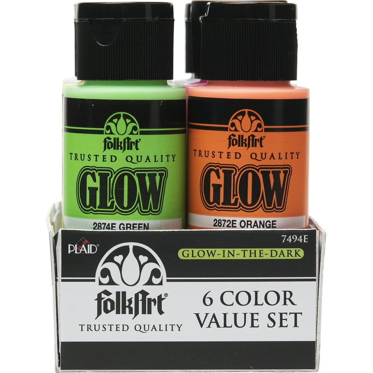 FolkArt Glow in The Dark Paint Set 6 Piece