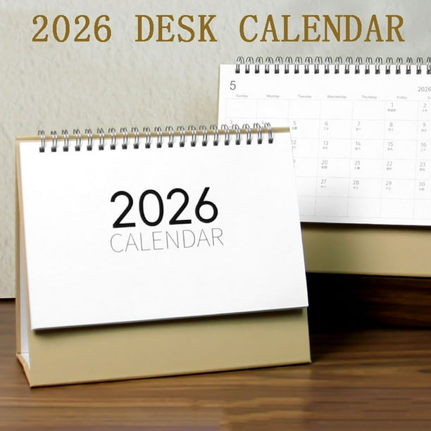 Calendario de escritorio 2026 - Planificador de papel de oficina grande/pequeña con bloques diarios, enero a diciembre de 2026, Diseño de pliegues triangulares para organización de escritorios