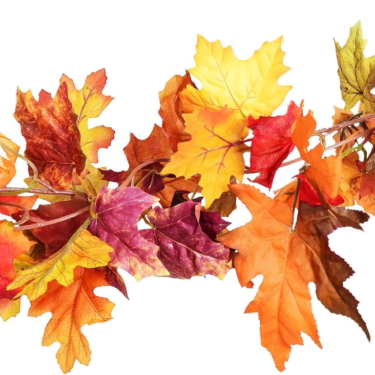 2 Pack Fall Maple Leaf Garland With White Pumpkins & Berries – 11.6 Ft Autumn Decor For Mantle, Fireplace & Porch