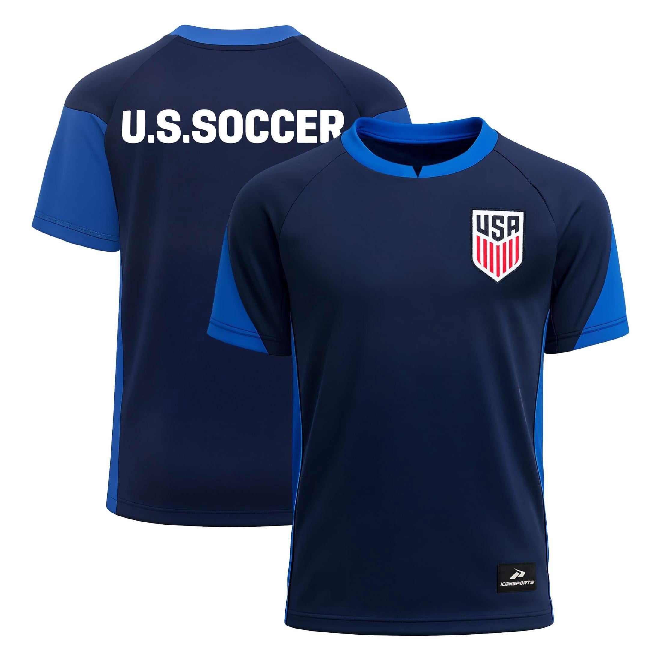 Icon Sports Official Licensed US Soccer Game Day Shirts USMNT Athletic Active Training Game Tee Top |Striker, X-Large