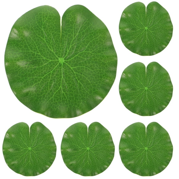 Miangastore 6Pcs Green Circular Simulation Lotus Leaves Floating Aquarium Plants For Stage Props
