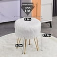 thumbnail image 3 of IVV White Faux Fur Storage Ottoman with Tray Lid & Golden Metal Legs, Round Upholstered Footrest/Side Table, Furry Makeup Seat for Bedroom, Vanity Room, Living Room – 13"Dia x 17.7"H, 3 of 10