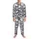 thumbnail image 3 of Balery Monochrome Botanical Illustration Pijama para Hombre de Dos Piezas con Manga Larga, Conjunto de Dormir y Descanso Suave con Bolsillos-XX-Large, 3 of 7
