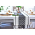 thumbnail image 3 of Boho Dining Table Runner with Tassels 14 x 72 Inches, Black and Cream | Boho Dresser Scarf / Cotton Woven Console Table or Buffet Top Cover, 3 of 8