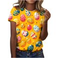 thumbnail image 1 of Pisexur Hauts pour Femmes Blouses Décontractées Élégantes Imprimé de Pâques Manches Courtes Col Rond, Grande Taille Multicolore, TG, 1 of 1