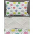 thumbnail image 3 of Kittens Comforter & Sham Bedding Set, Continuous Pattern of Colorful Cartoon Cats with Simple Paws Dots and Hearts, 3 pcs Duvet Set Microfiber Filling Quilt, 5 Sizes, Multicolor, by Ambesonne, 3 of 4