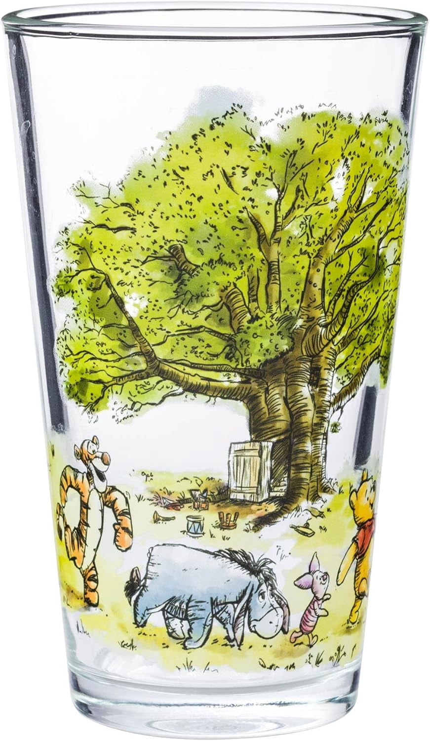 Silver Buffalo Disney's Winnie the Pooh Painted Scenes 4pc Pint Glass Set, 16 Ounces