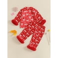thumbnail image 6 of Cjfdfy Toddler Baby Girl Christmas Valentines Day Silk Stain Pajamas Set Kids Girl PJS Set Sleepwear Spring Fall Winter Clothes Bow Long Sleeve Button Down Shirt with Long Pants Set Loungewear 1-7Y, 6 of 9