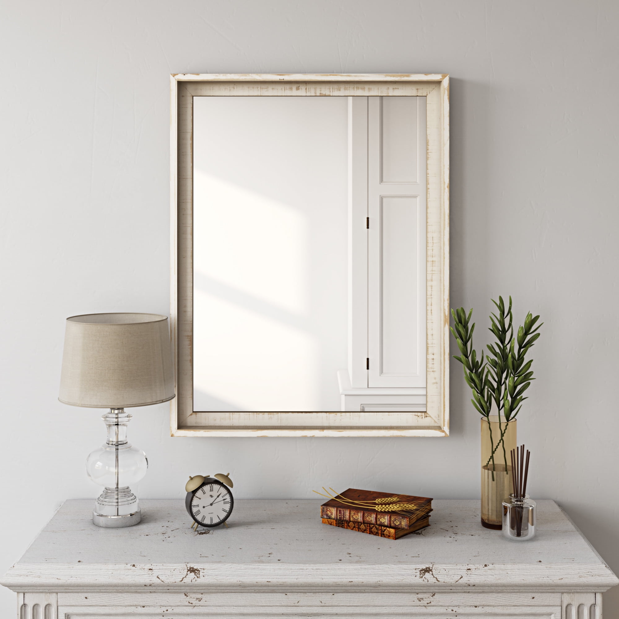 Laurie Farmhouse Rectangular Wood Wall Mirror