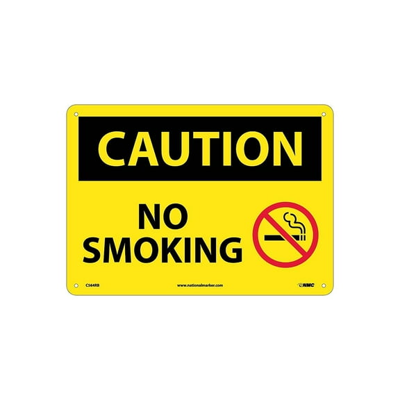 National Marker Caution Signs; No Smoking Graphic 10X14 Rigid Plastic C564RB