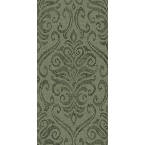 Chesapeake Adavu Dark Green Damask Wallpaper