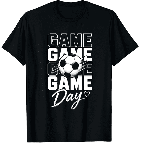 KeHetSoft Unisex Stacked Soccer Game Day Cotton Graphic T-Shirt