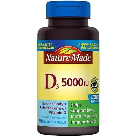 Nature Made D3 5000 IU Liquid Softgels - 90 CT