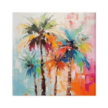Stupell Industries Abstract Palm Tree Painting Botanical & Floral Painting Gallery Wrapped Canvas Art Print Wall Art, 36 x 36