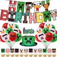 thumbnail image 2 of Minecraft Pull Flag Globo Pastel Insertar Conjunto Pixel Juego Tema Decoración Fiesta de Cumpleaños Feliz Sencillez, 2 of 5