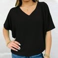 thumbnail image 2 of Yigetop Womens Shirts, Weekeen Top Take A Chance Top Bat Wing Tops for Women Knit Tops for Women Summer V Neck T Shirts for Summer Shirts for Women Black L, 2 of 4
