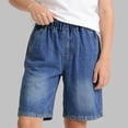 thumbnail image 2 of Sopiago Boy's Baggy Jeans Jorts Denim Shorts Casual High Waist Wide Leg Loose Bottoms Shorts Knee Length Boy Pants Blue,14-15 Years, 2 of 7