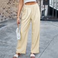 thumbnail image 5 of Quinlirra Womens Pants Dressy Casual Women's Solid Color High-Waisted Casual Wide-Leg Pants, 5 of 5