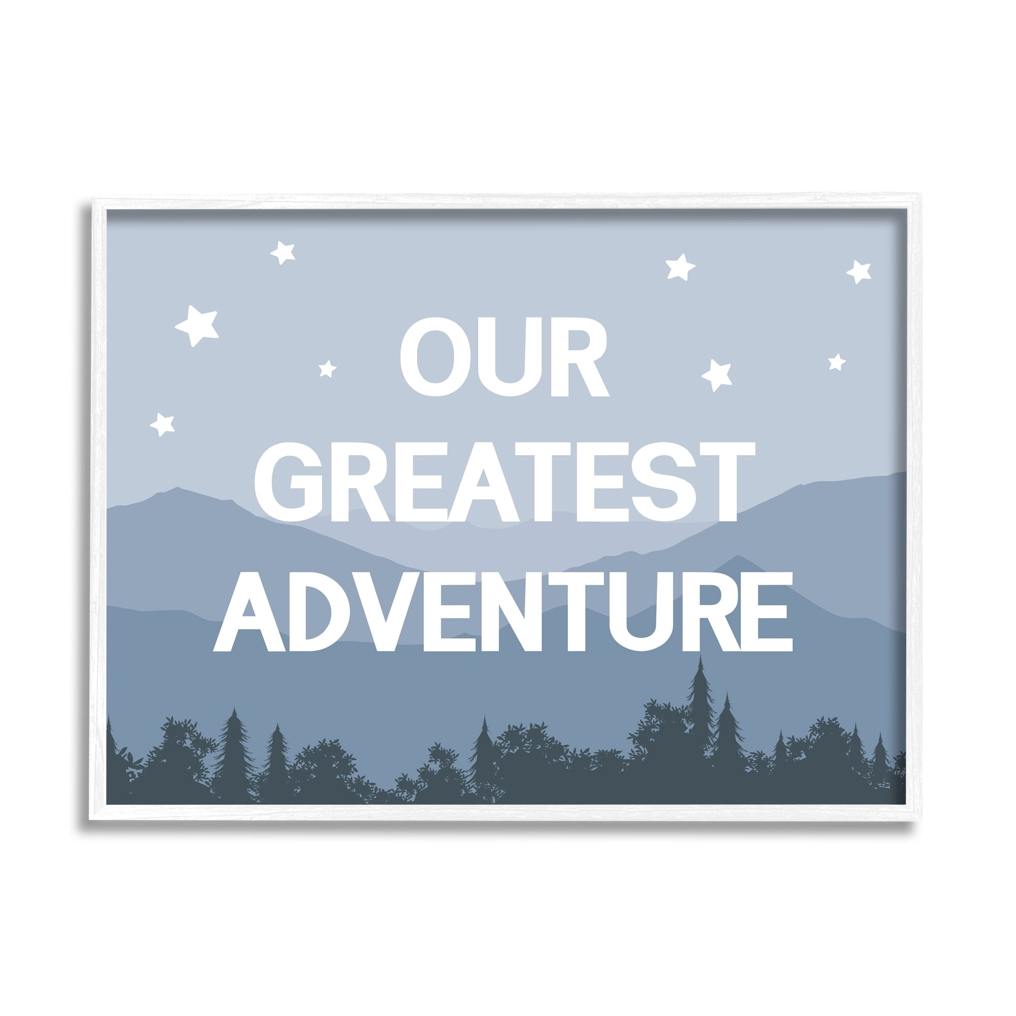 Stupell Industries Our Greatest Adventure Phrase Mountain Forest Starry Sky, 20 x 16, Design by Daphne Polselli